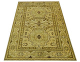 Brown And Beige Modern Traditional Design 5x8 Hand Knotted Wool Area Rug