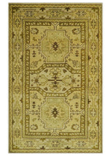Brown And Beige Modern Traditional Design 5x8 Hand Knotted Wool Area Rug