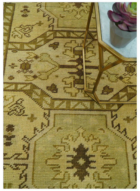 Brown And Beige Modern Traditional Design 5x8 Hand Knotted Wool Area Rug