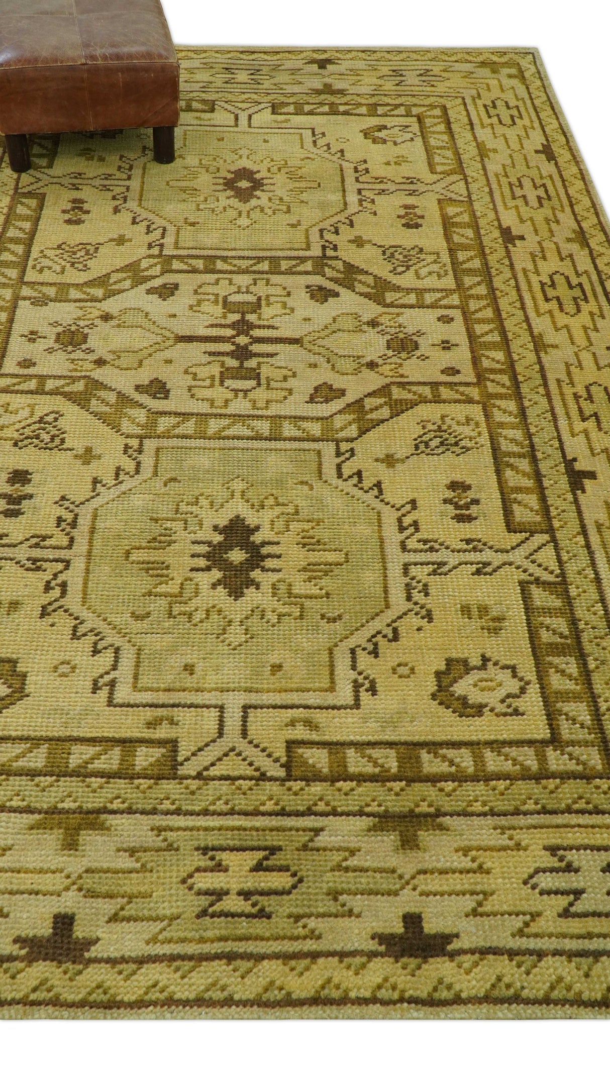 Brown And Beige Modern Traditional Design 5x8 Hand Knotted Wool Area Rug