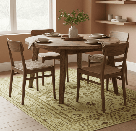 Brown And Beige Modern Traditional Design 5x8 Hand Knotted Wool Area Rug