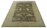 Brown And Beige Traditional Oushak Hand knotted Wool Area Rug