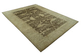 Brown And Beige Traditional Oushak Hand knotted Wool Area Rug