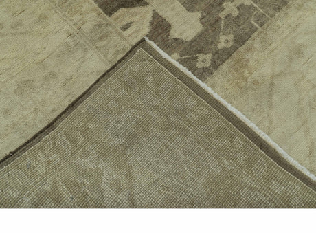 Brown And Beige Traditional Oushak Hand knotted Wool Area Rug
