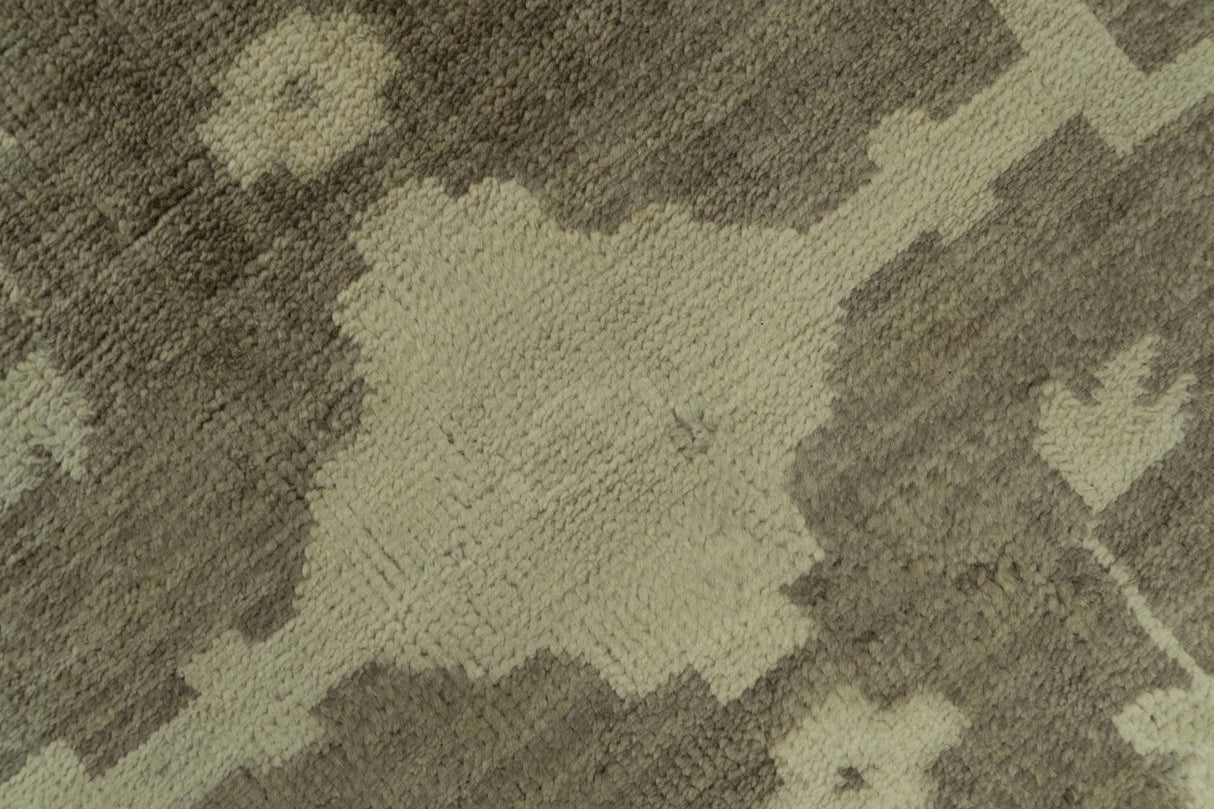 Brown And Beige Traditional Oushak Hand knotted Wool Area Rug