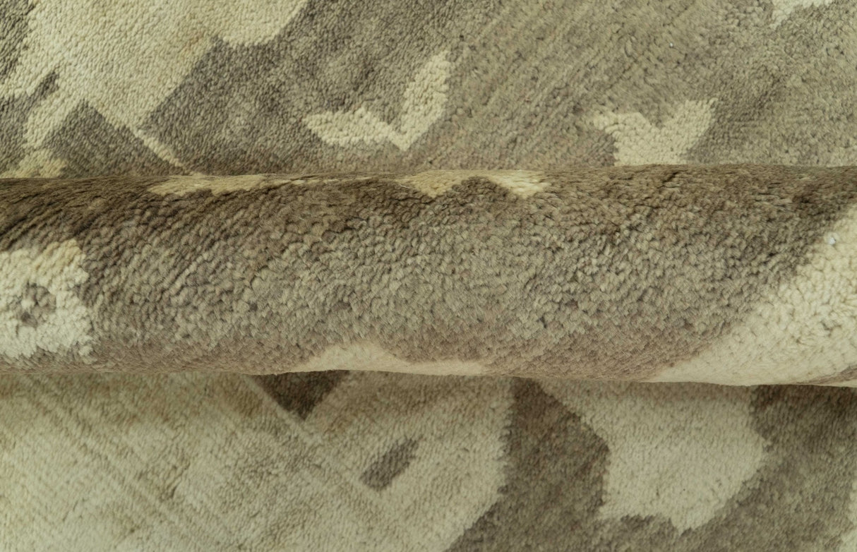 Brown And Beige Traditional Oushak Hand knotted Wool Area Rug