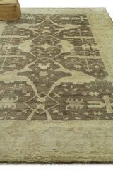 Brown And Beige Traditional Oushak Hand knotted Wool Area Rug