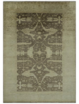 Brown And Beige Traditional Oushak Hand knotted Wool Area Rug
