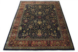 Brown and Black Traditional Style Hand Knotted Wool Area Rug