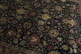 Brown and Black Traditional Style Hand Knotted Wool Area Rug