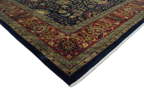 Brown and Black Traditional Style Hand Knotted Wool Area Rug