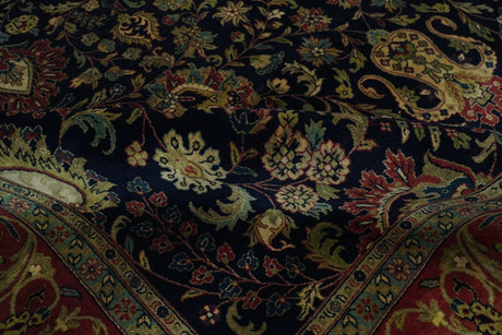 Brown and Black Traditional Style Hand Knotted Wool Area Rug