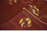 Brown and Gold Modern Art Hand knotted 6x8 Wool and Art Silk Area Rug-Area Rug-Parc Decor
