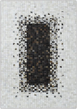Brown and Ivory Modern Style Hand Made Leather Rug