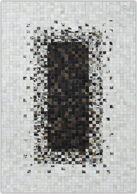 Brown and Ivory Modern Style Hand Made Leather Rug