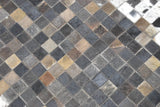 Brown and Ivory Modern Style Hand Made Leather Rug