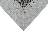 Brown and Ivory Modern Style Hand Made Leather Rug