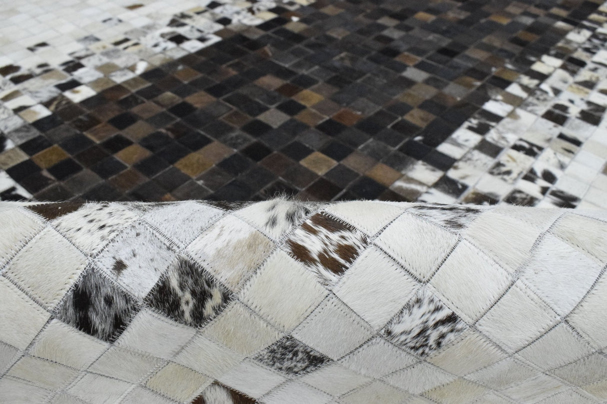 Brown and Ivory Modern Style Hand Made Leather Rug