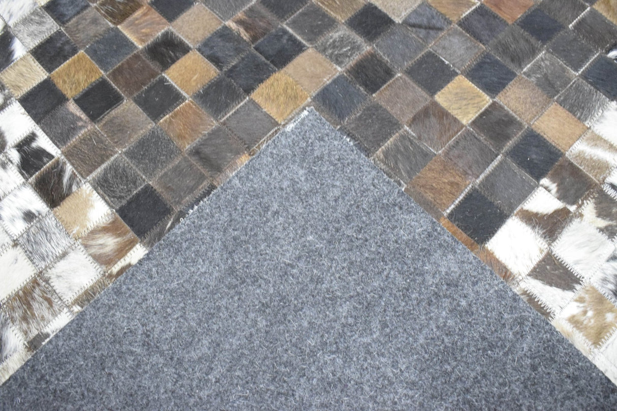 Brown and Ivory Modern Style Hand Made Leather Rug