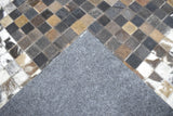 Brown and Ivory Modern Style Hand Made Leather Rug