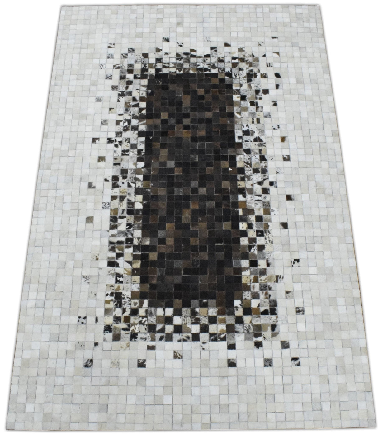 Brown and Ivory Modern Style Hand Made Leather Rug