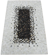 Brown and Ivory Modern Style Hand Made Leather Rug