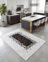 Brown and Ivory Modern Style Hand Made Leather Rug