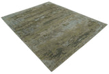 Brown And Silver Abstract Design Hand Knotted Custom Made wool rug