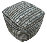 Brown And Silver Modern Stripes Pattern Jute Pouf