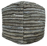Brown And Silver Modern Stripes Pattern Jute Pouf