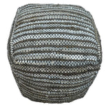 Brown And Silver Modern Stripes Pattern Jute Pouf