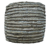 Brown And Silver Modern Stripes Pattern Jute Pouf