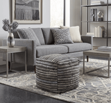 Brown And Silver Modern Stripes Pattern Jute Pouf