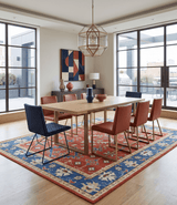 Brown, Blue and Beige Traditional Oriental Hand Knotted Multi Size Wool Area Rug