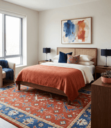 Brown, Blue and Beige Traditional Oriental Hand Knotted Multi Size Wool Area Rug