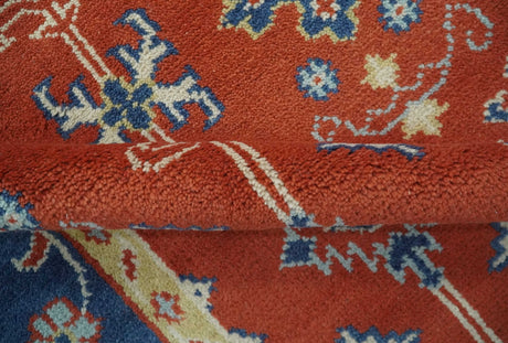 Brown, Blue and Beige Traditional Oriental Hand Knotted Multi Size Wool Area Rug