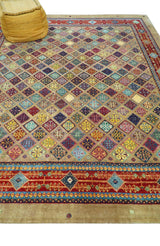 Brown Modern Geometrical Design 8x10 Hand Knotted wool Area Rug