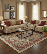 Brown Modern Geometrical Design 8x10 Hand Knotted wool Area Rug
