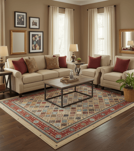 Brown Modern Geometrical Design 8x10 Hand Knotted wool Area Rug