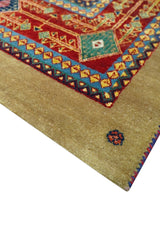 Brown Modern Geometrical Design 8x10 Hand Knotted wool Area Rug