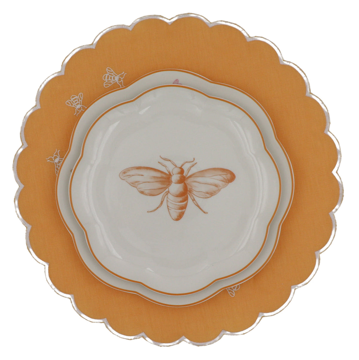 Bumble Homecoming Scalloped Ceramic Starter Plates – Set of 4 (+1 Bonus Plate)