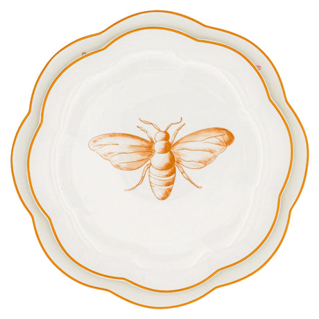 Bumble Voyage Scalloped Ceramic Dinner Plates – Set of 4 (+1 Bonus Plate)