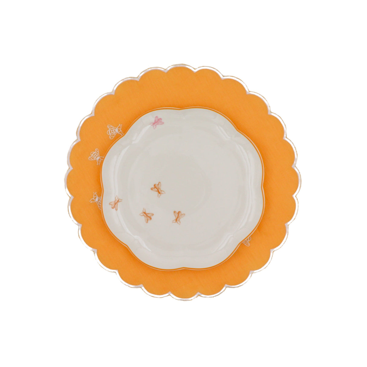 Bumble Voyage Scalloped Dinner Plate - Set of 4 (+1 Bonus Plate)-Dinner Plate-Parc Decor