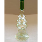 Buttercream Yellow Ribbed Glass Candle Holders – Pair