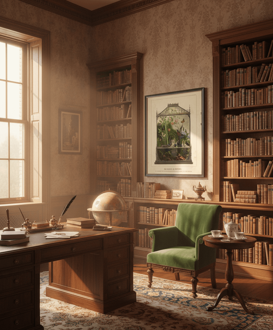 Butterfly Vivarium Vintage Bookplate Print in Black Frame-Art-Parc Decor