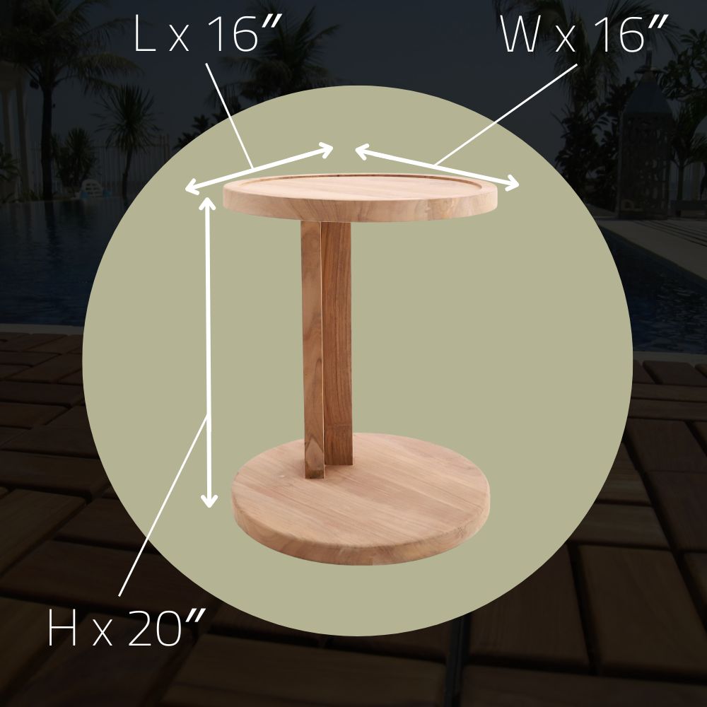 Cabo Natural Teak C Shaped Side Table-Parc Decor