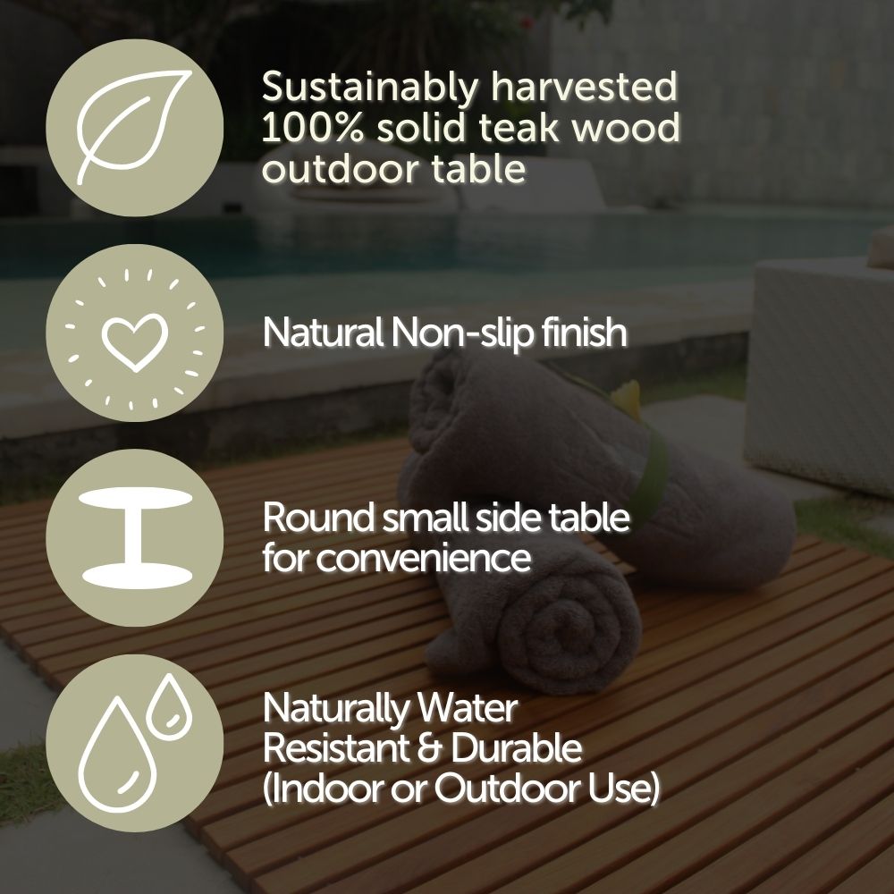 Cabo Natural Teak C Shaped Side Table-Parc Decor