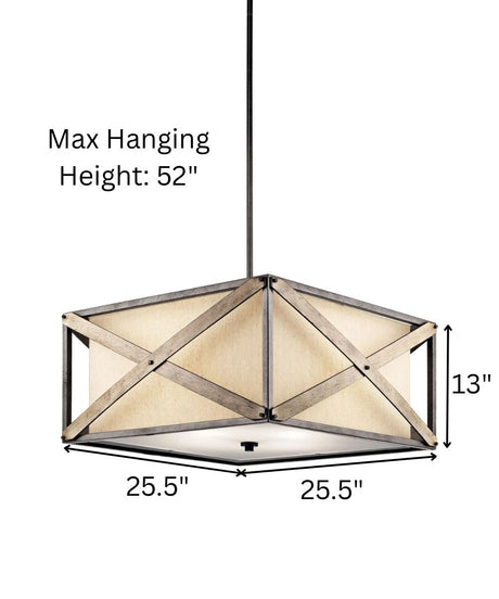 Cahoon 26"W 4-Light Anvil Iron Pendant/Semi-Flush Mount Light by Kichler