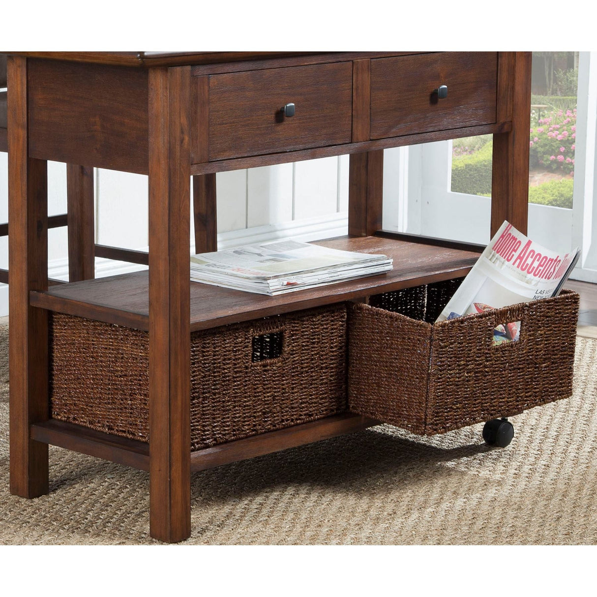Caldwell Kitchen Cart, Antique Cappuccino-Coffee & Cocktail Tables-Parc Decor