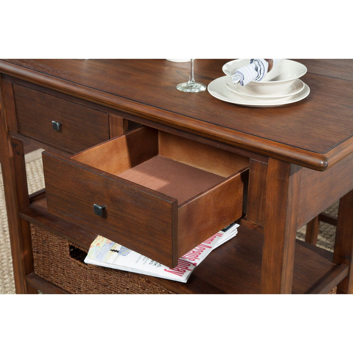 Caldwell Kitchen Cart, Antique Cappuccino-Coffee & Cocktail Tables-Parc Decor